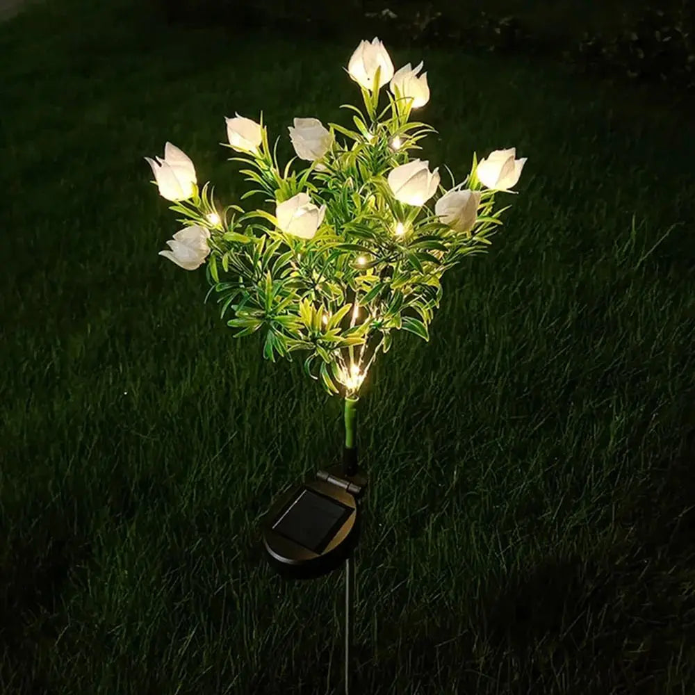 Gardenia Flower Solar Artificial Flower Light Realistic Multi-Color Changing Outdoor Solar Garden Light Solar Powered