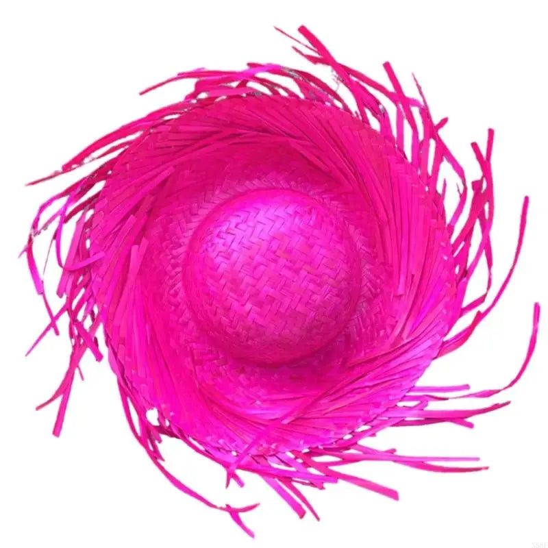 Trendy Mexicanos Straw Hat with Ripped Brim, for Festivals Fiesta Summer Mexicanos Theme Party Colorful Straw Hat