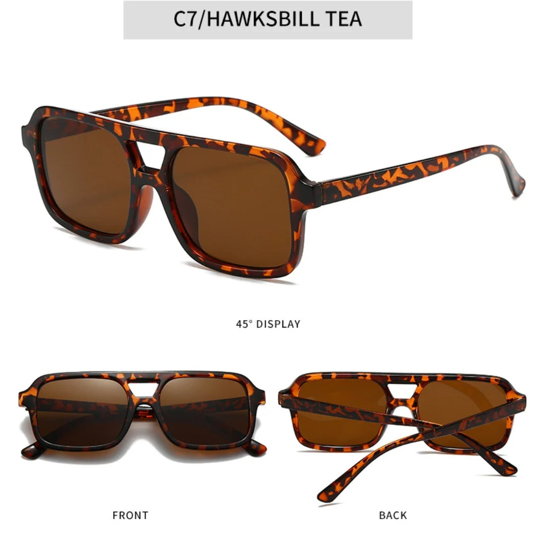 Men Driving Sunglasses Trendy Square Sunglasses Large Frame Yellow Lens Night Vision Glasses Women Retro Sun Glasses Anti Uv400