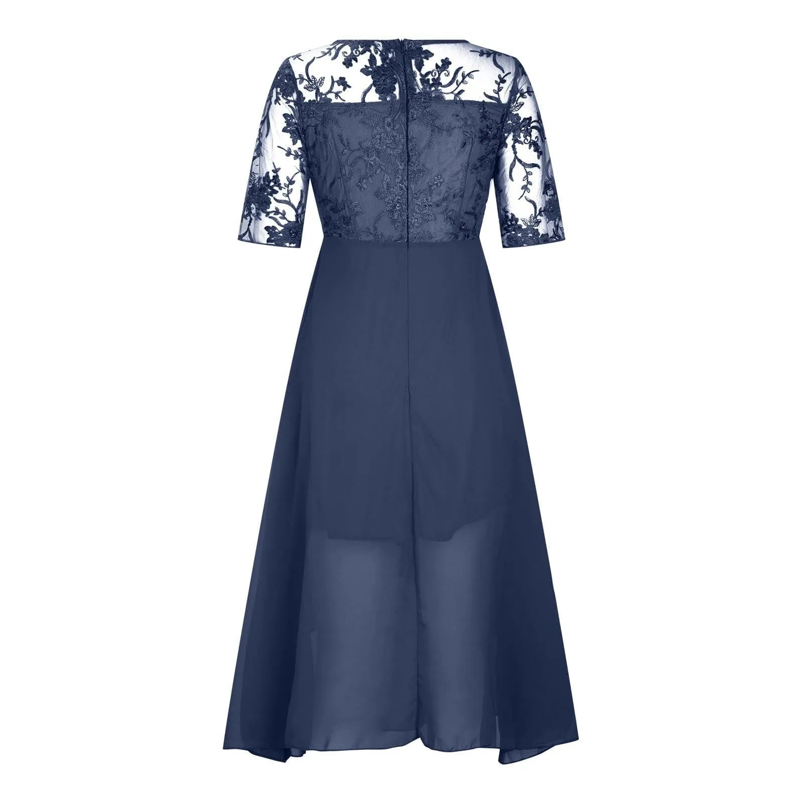 Elegant Formal Party Dress Embroidery Chiffon Round Collar Short Sleeve Luxury Dress Bridesmaid Evening Dresses Vestidos платье