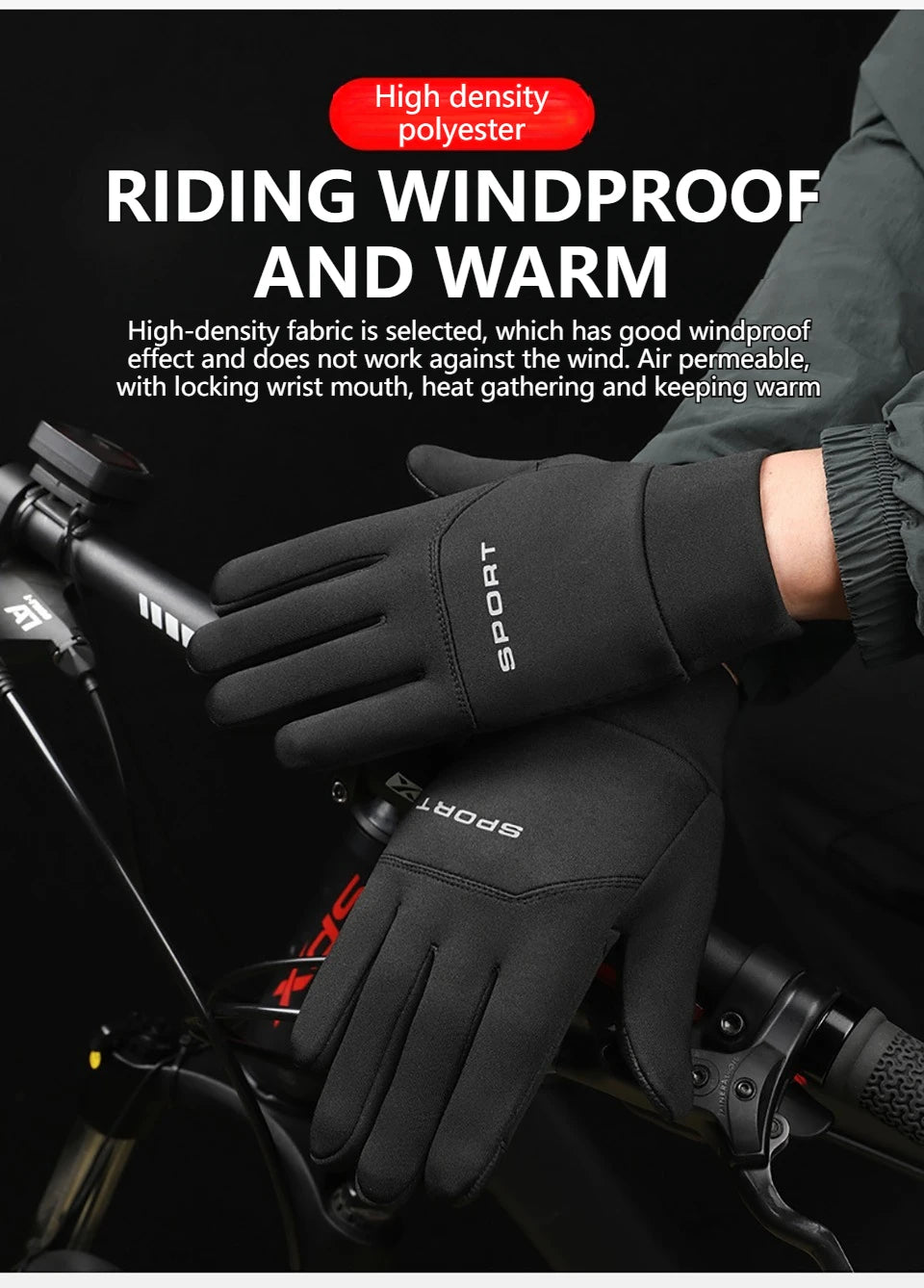 GTUBIKE Winter Men's Women's Warm Gloves Windproof Waterproof Touchscreen Gloves Outdoor Sports Running Fishing Cycling Glove