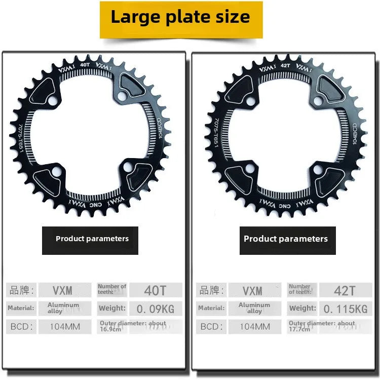 Bike 104BCD Elliptic mountain bike 32T 34T 36T 38T modified plus and minus teeth single tooth disc bycicle accesories Crank