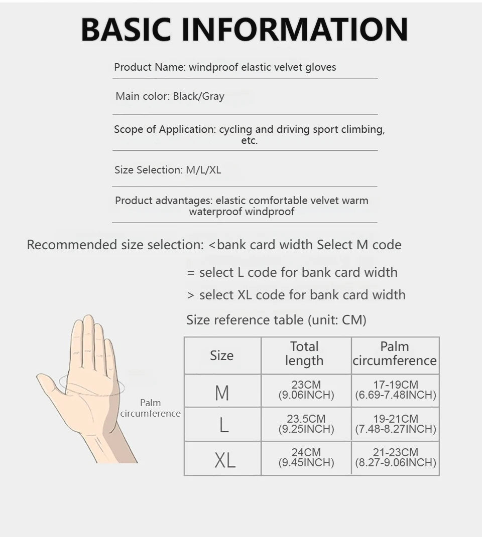 GTUBIKE Winter Men's Women's Warm Gloves Windproof Waterproof Touchscreen Gloves Outdoor Sports Running Fishing Cycling Glove