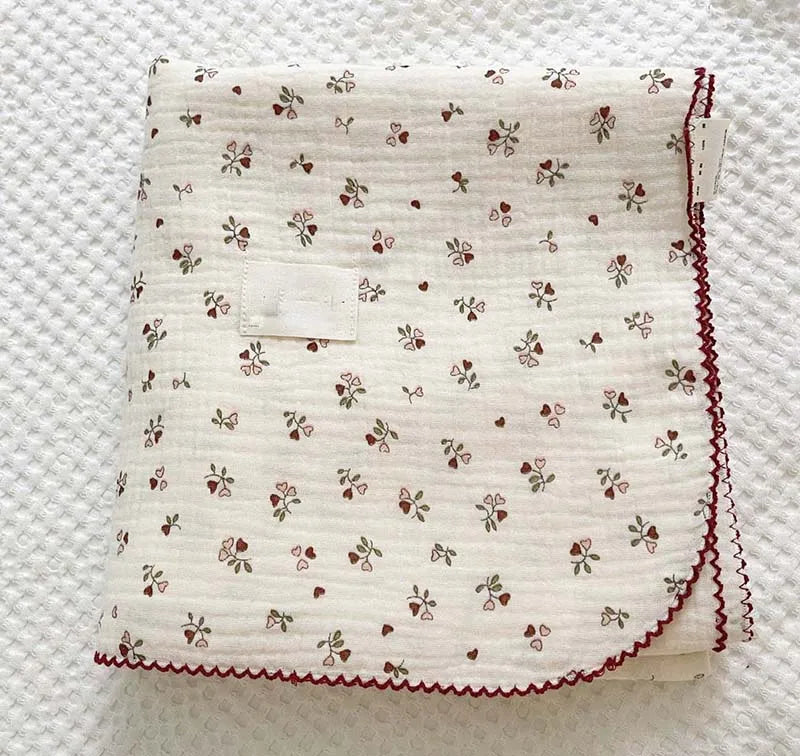 2-3 Layers Baby Blankets Bear Dots Print Cotton Gauze Muslin Swaddle Wrap Newborn Infant Bedding Sleeping Receving Blanket