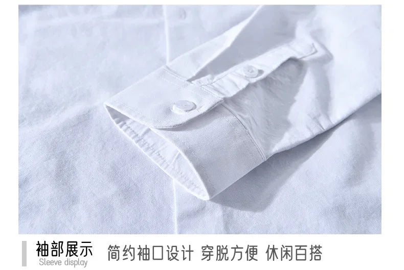 Japanese Fashion Mens Long Sleeve Shirts Spring Summer Daily Casual Pure Cotton Shirt Oxford Striped Patchwork Shirt Youth Tops