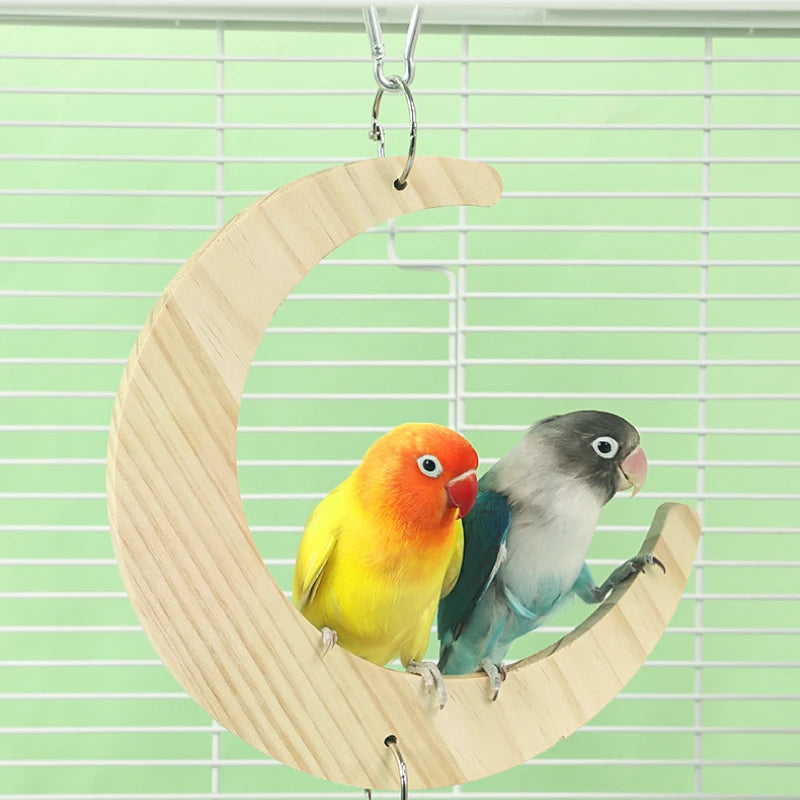 Bird Wooden Mirror Interactive Play Toy With Perch For Small Parrot Budgies Parakeet Cockatiel Conure Lovebird Cage Accessories