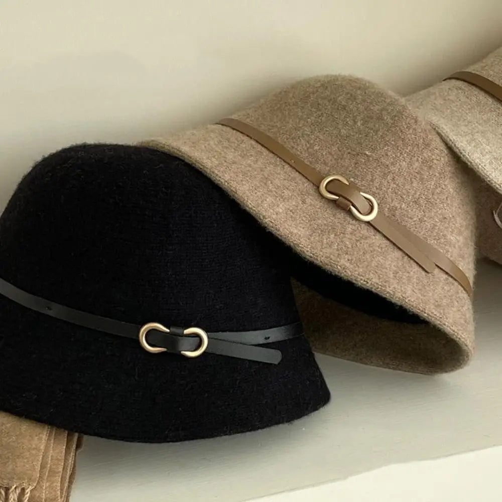 Casual Woolen Wool Fisherman Hat Elegant Pure Color Women's Formal hat Korean Style British Style Basin Hat Autumn