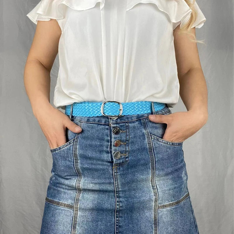 Fashion Women Braided Bright Colors Belts Ladies Waist Ornament No Holes All Matching