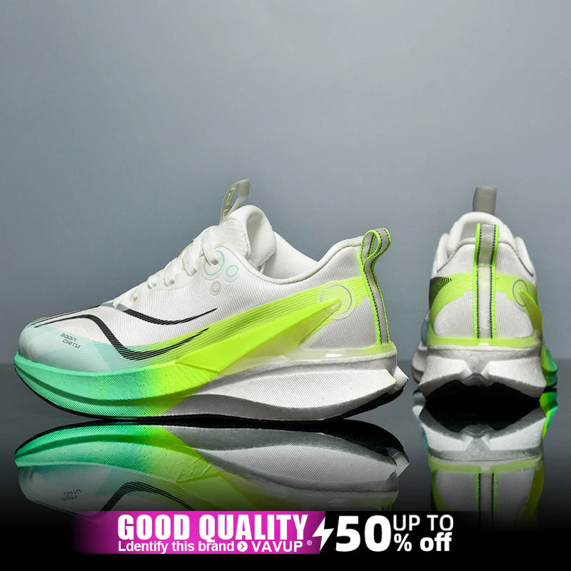 Sports Men Running Shoes Carbon Board Speciality Marathon Breathable Lightweight Women's Comfortable Athletic Nonskid Sneakers