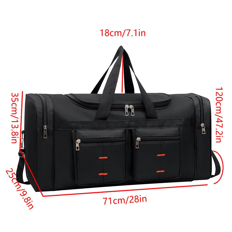Large capacity luggage bag - multi pocket travel handbag, sports equipment bag, zipper closure