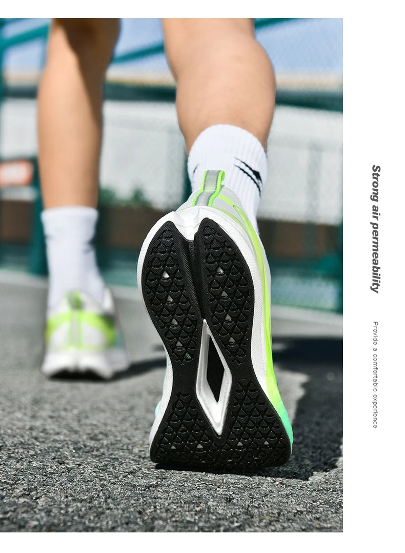 Sports Men Running Shoes Carbon Board Speciality Marathon Breathable Lightweight Women's Comfortable Athletic Nonskid Sneakers