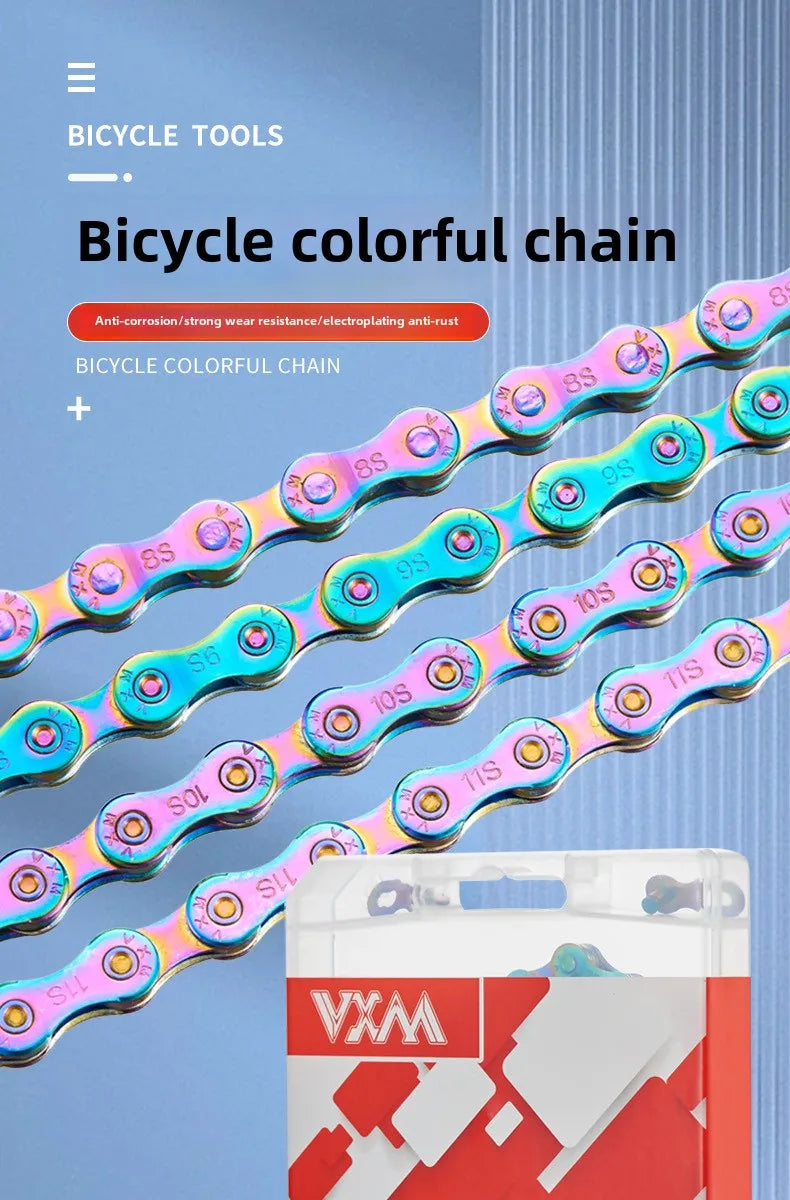 Mountain road bike chain Bycicle full electroplated rust-proof color 8-speed 9 10 11S variable speed accessory chain Chains