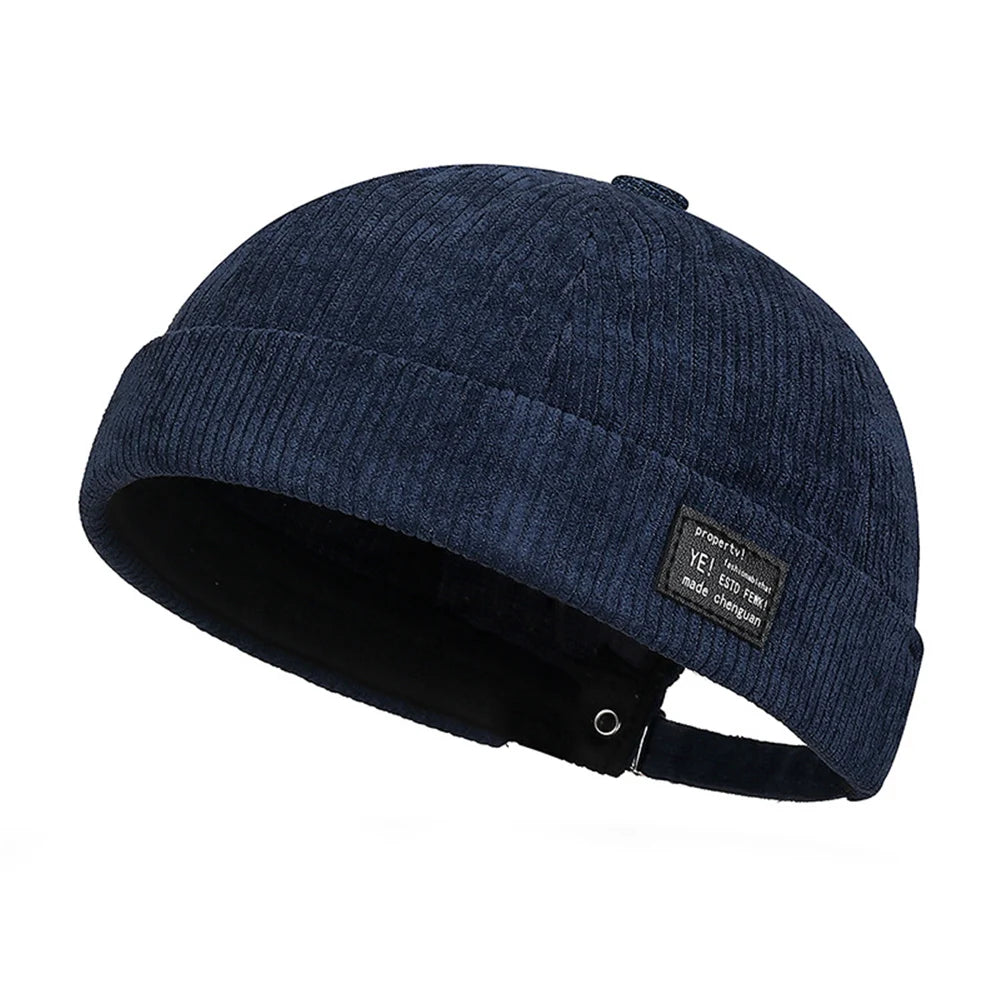 Beanie Hat Hip Hop Hats Bonnet Homme Winter Hat For Women Brimless Skullies Cap Men's Solid Color Street Vintage Portable Hats