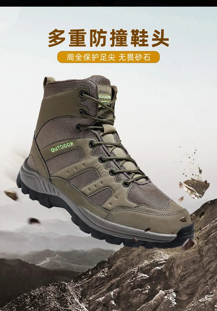 Men Outdoor Boots Winter Ankle Boots Warm Popular Footwear Male Suede Casual Snow Shoes Leather Walking Shoes Hunting Boot