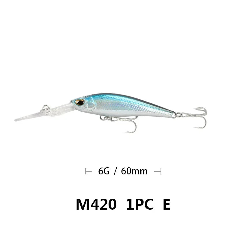 Fishing Lure Long Lip Minnow Wobbler Lure 6cm 6g Deep Diving Floating Jerkbait Swimbait Artificial Hard Bait Trout Bass Bait