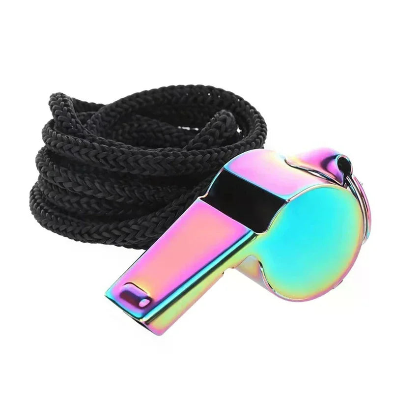 1Pcs Colorful Sports Whistle Stainless Steel Whistle With Lanyard Loud Crisp Sound Whistle For Referee Official