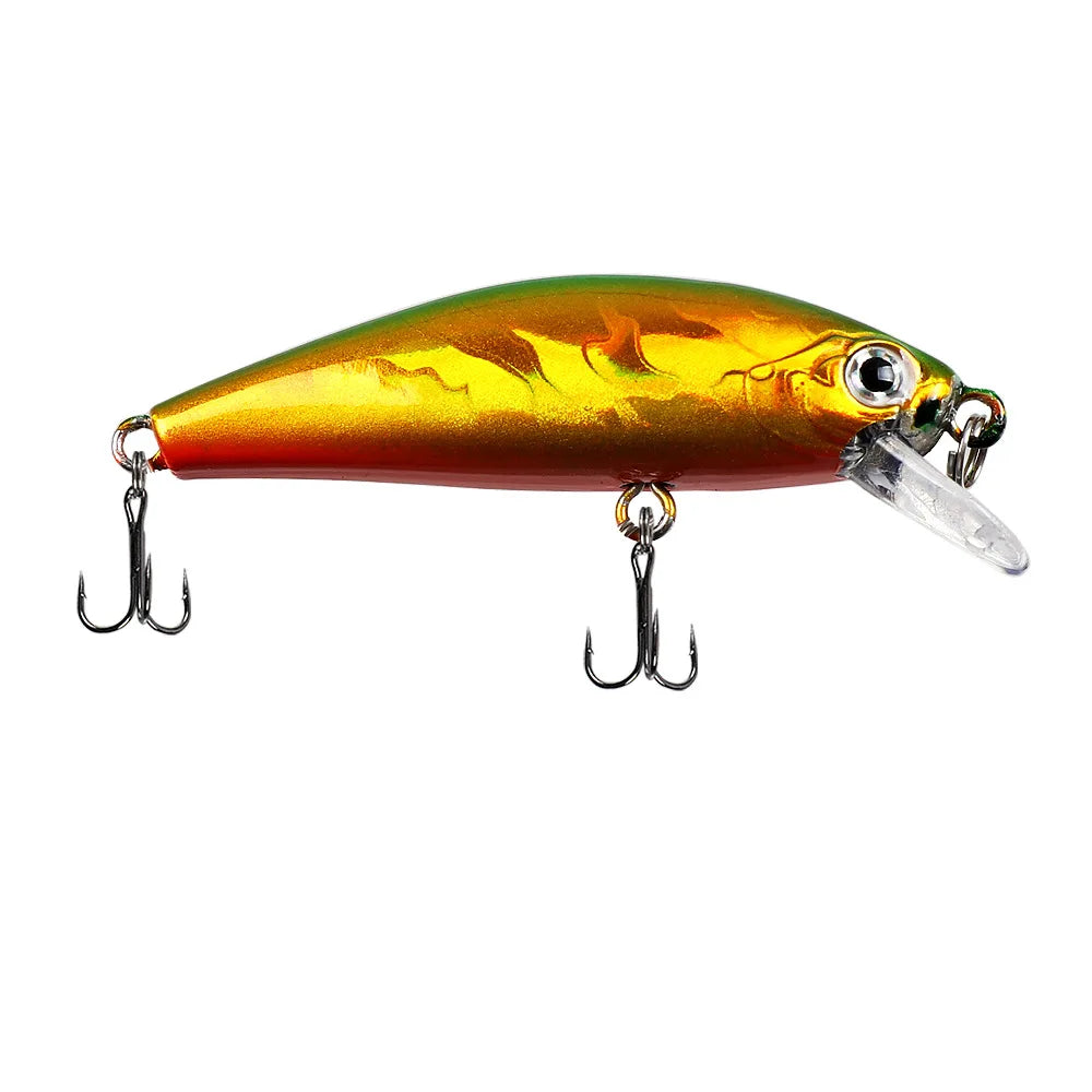 Fishing Lure 6.5g/5cm Sinking Minnow Peacock Bass Fishing Bait with 2 Trible Hook