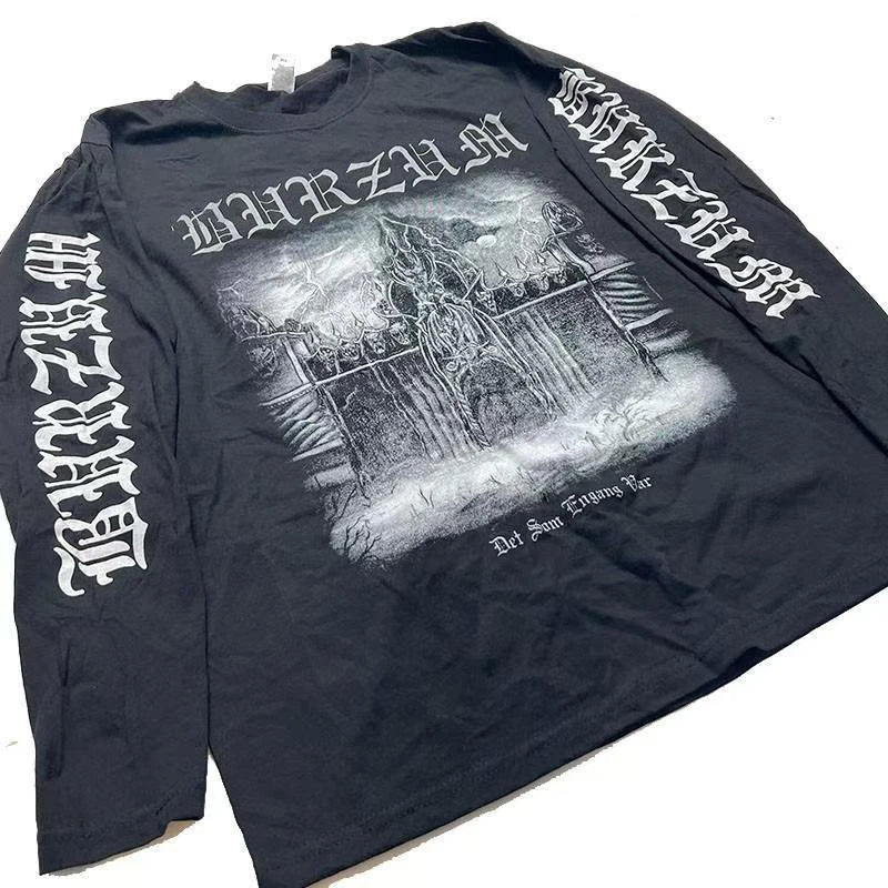 Long Sleeves T Shirts 90s Letter Graphic Print Oversized T Shirt New Harajuku Gothic Cotton Casual Tops Mens Womens Streetwear