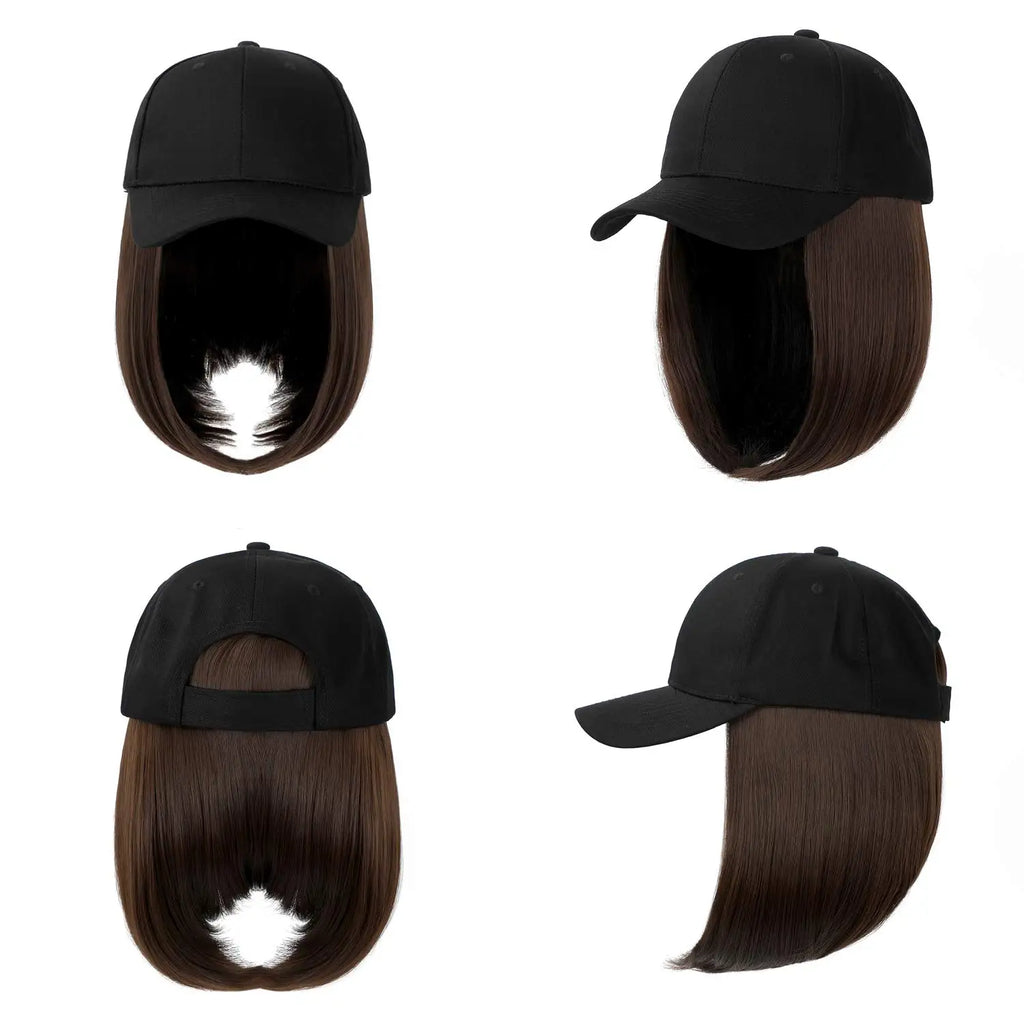 Beanies Hat With Hair Wigs For Women 24 inch Long Straight Hair Synthetic Wig Warm Soft Ski Knitted Autumn Winter Cap