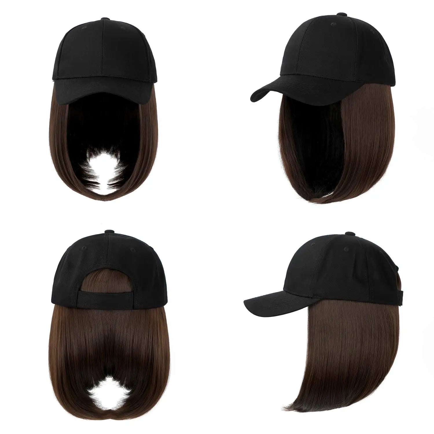 Beanies Hat With Hair Wigs For Women 24 inch Long Straight Hair Synthetic Wig Warm Soft Ski Knitted Autumn Winter Cap