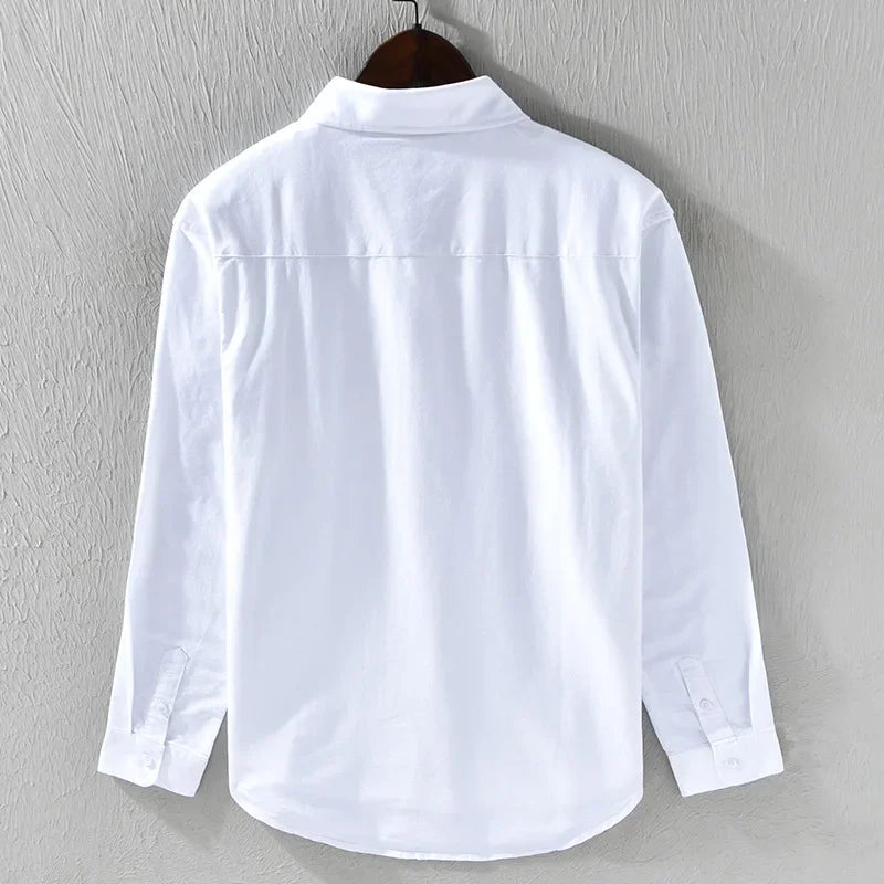 Japanese Fashion Mens Long Sleeve Shirts Spring Summer Daily Casual Pure Cotton Shirt Oxford Striped Patchwork Shirt Youth Tops