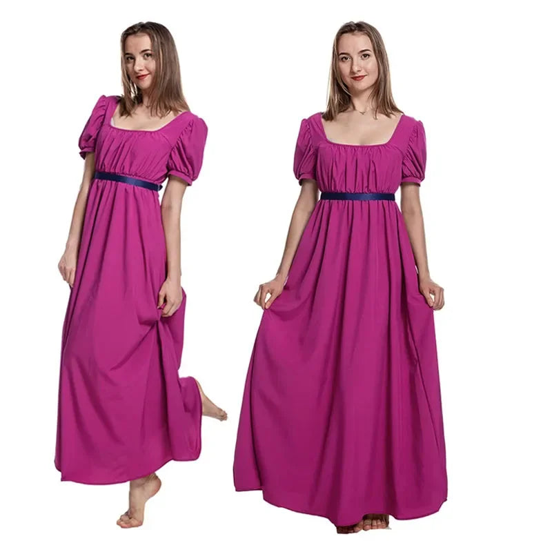2024 Dresses for Women with Satin Sash Ruffled Puff Sleeve Empire Waist Dress Gown Tea Party Dress for Women