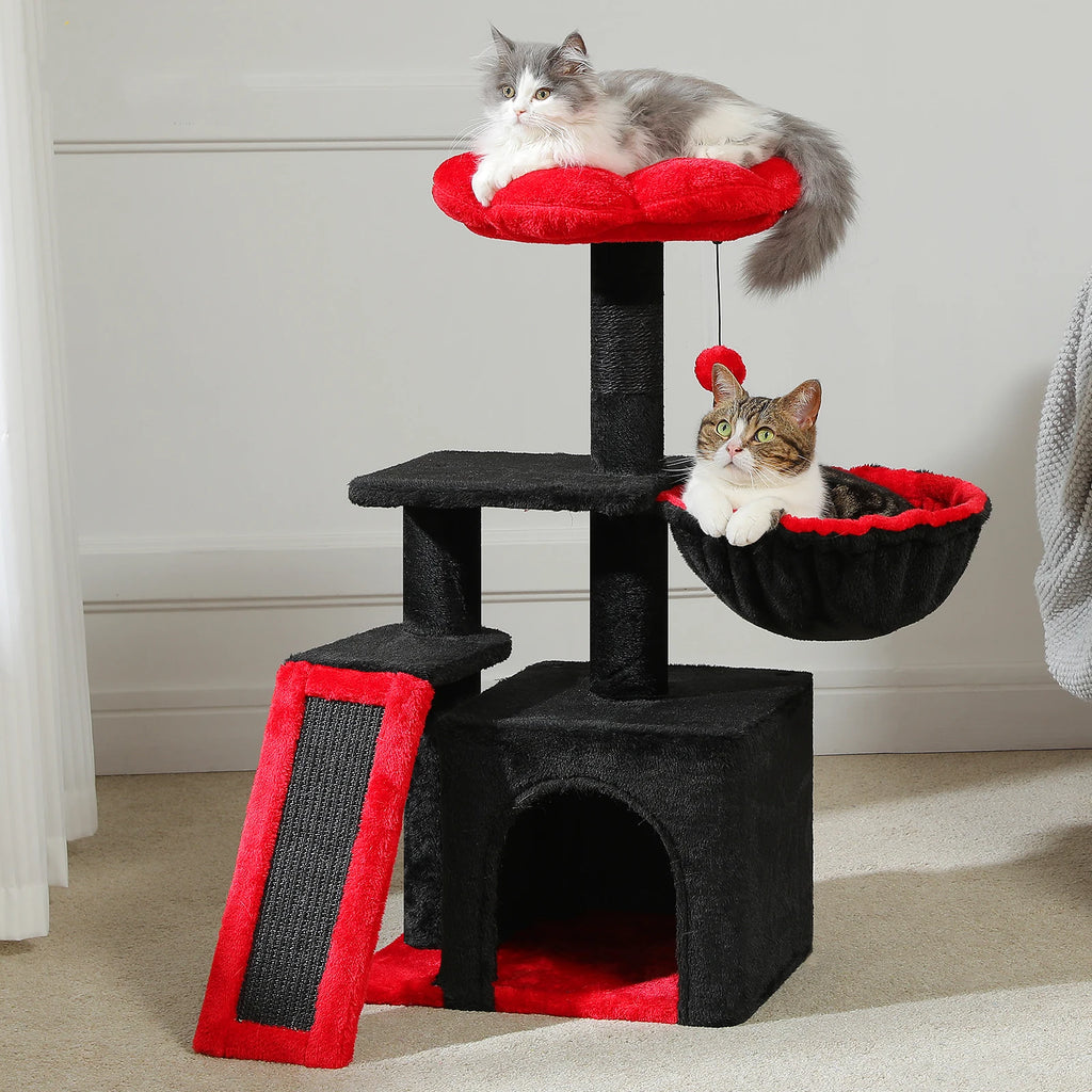 Flower Cat Tree for Indoor Small Cat Tower with Sisal Scratching Ramp Cozy Hammock and Removable Top Perch Cat Condo Kittens Toy