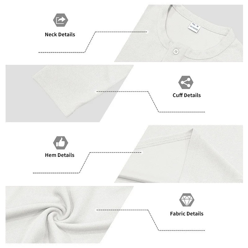 2025 NEW Men's Long Sleeve Henley Shirts Spring Autumn Daily Casual Solid Color Pullover Tops Mens Fashion T Shirt