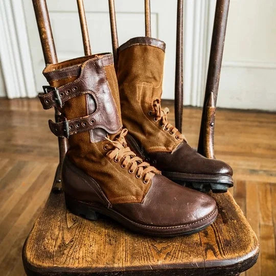 Men's Vintage Military Boots  Boots Flat-Soled Color-Block  Boots