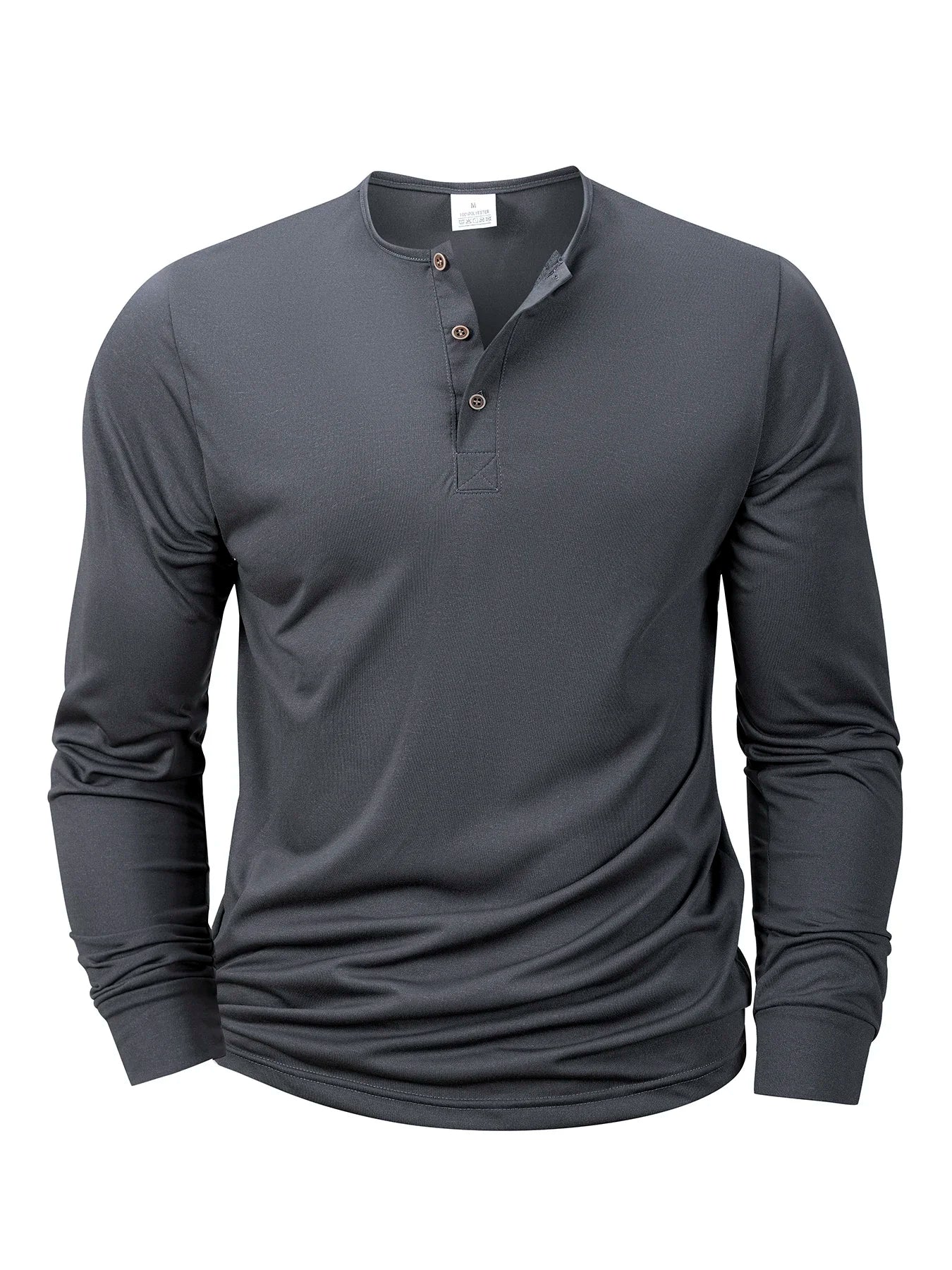 Mens Long Sleeve Henley Neck T-shirt Slim Fit Bottoming Tshirt Casual Button Shirt Comfortable Fitness Tee Cozy Top