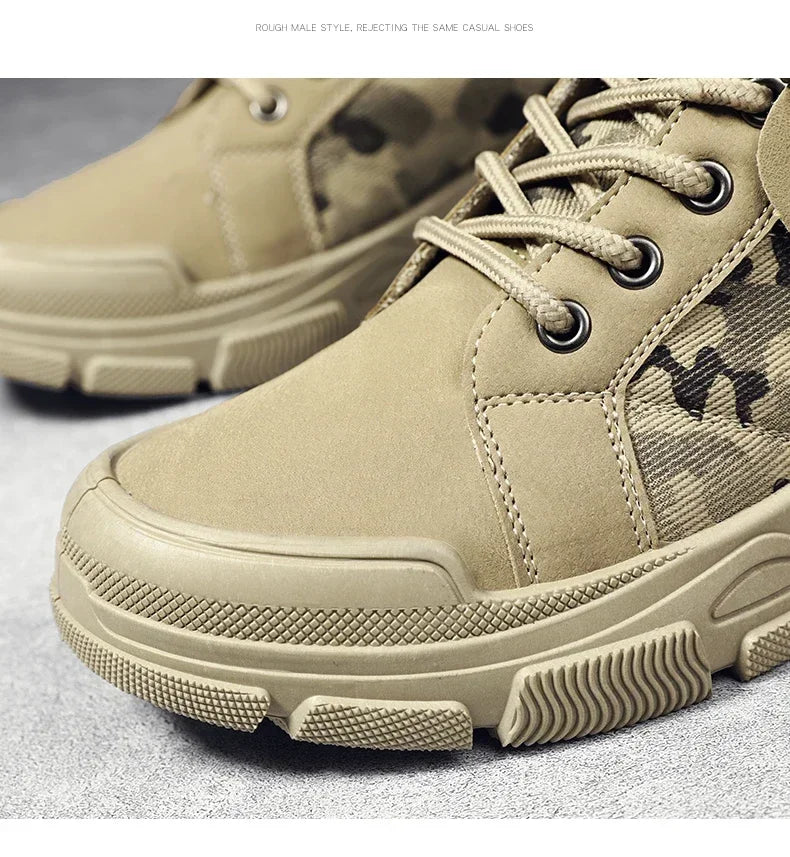 Boots For Men Autumn High Top Camouflage Desert Casual Flats Mens Boot Breathable Non Slip Work Shoes Zapatillas Hombre