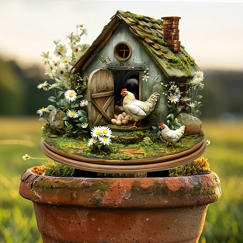 2D planar Acrylic House Design Bonsai Planting Area Farm Garden Grassland Ground Decoration Potted Plant Inserts Home Decor