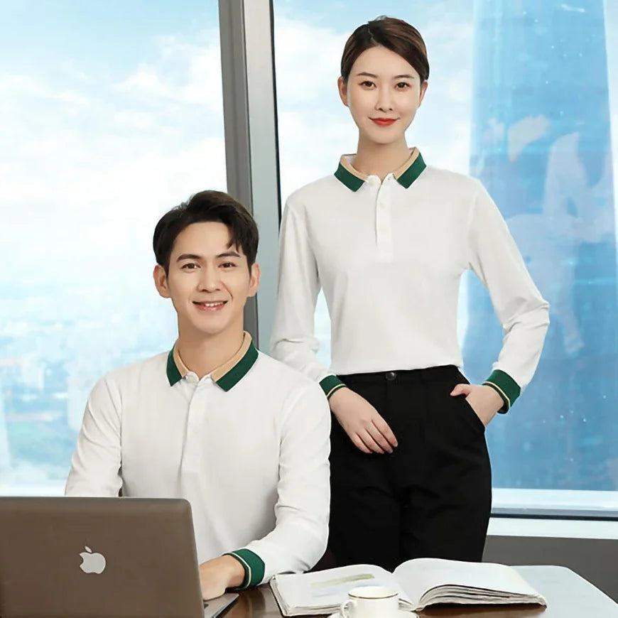 Long Sleeve Polo Shirts Custom Logo Mens T Shirt Restaurant Uniforms Women's Workwear Designer Company Team Clothes