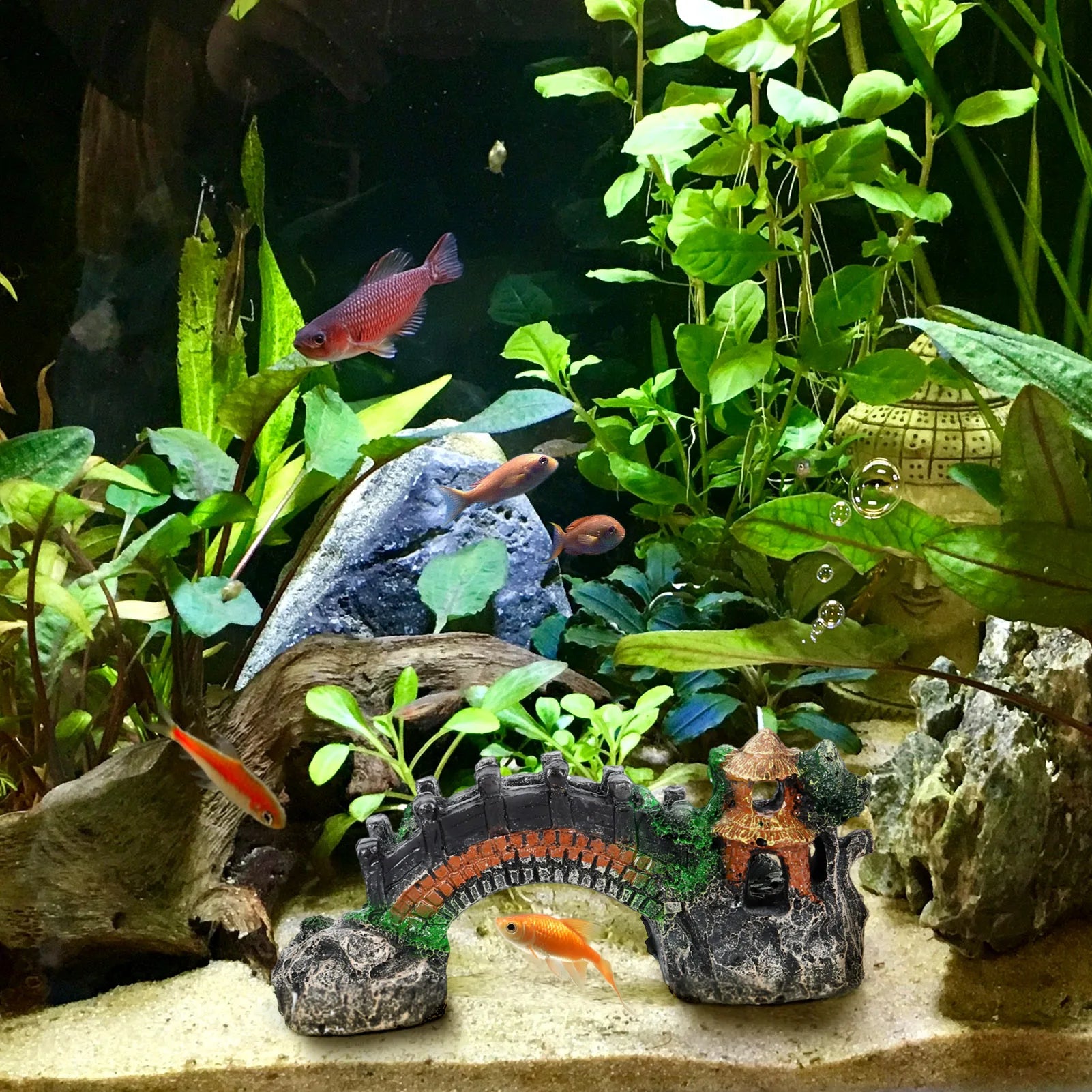 Aquarium Artificial Bridge Ornaments Resin Fish Tank Artificial Landscaping Rockery Bridge Decorations Aquarium Decor Supplies