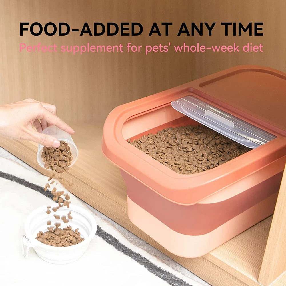 Pet Cat And Dog Food Storage Bucket Large Capacity Folding Sealed Storage Moisture-Proof Thickening Design Durable