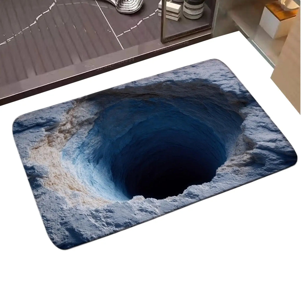 Bathroom Absorbent Floor Mat Non-Slip Entryway Rugs Quick-Dry 3D Visual Abyss Design Bathroom Rugs for Kitchen Home Front Door