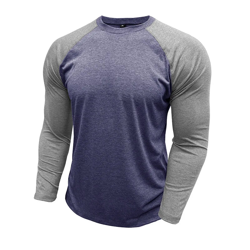 Men's Long Sleeve Raglan T-Shirts Stylish Comfortable Casual Wear Color Blocked Vibrant O Neck Pullover for Autumn Spring