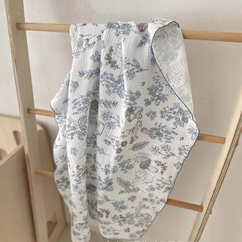 2-3 Layers Baby Blankets Bear Dots Print Cotton Gauze Muslin Swaddle Wrap Newborn Infant Bedding Sleeping Receving Blanket