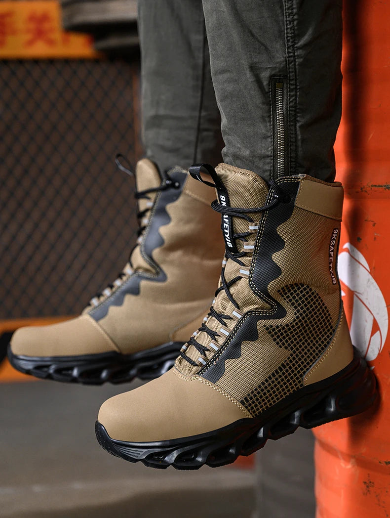 New Fashion 2024 Men Boots Safety Shoes Security Steel Toe Cap Military Boots Working Steel Toe Anti-Smashing Men's Work Boots
