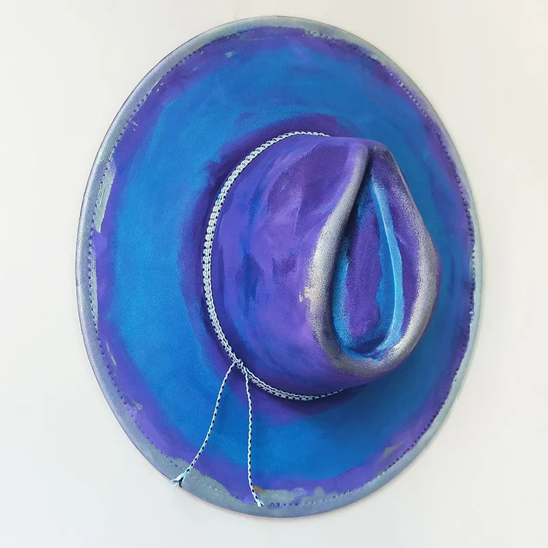 New fedora hats for women Feather Fedoras Hand-painted hat Jazz 9.5 cm wide brim top hats party 2024 sombrero british cup hat