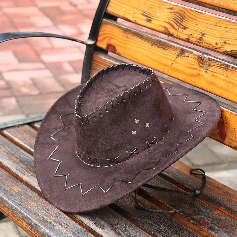 Women Men Cowboy Hat Western Suede Cowgirl Hats Fashion West Fancy Dress Party Headwear Unisex Cap