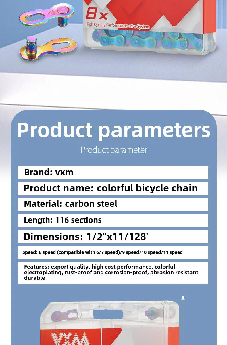Mountain road bike chain Bycicle full electroplated rust-proof color 8-speed 9 10 11S variable speed accessory chain Chains