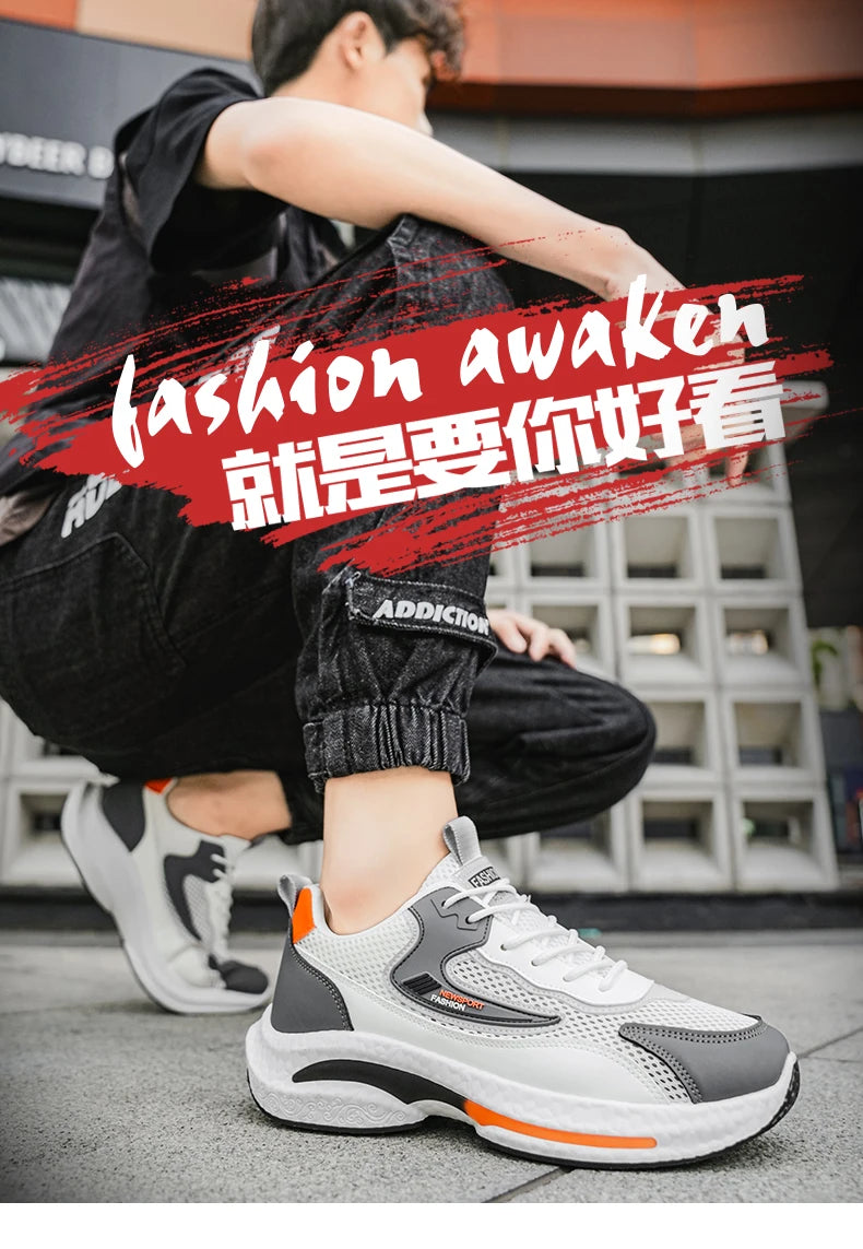 New Trendy Men's Sports Shoes Cushion Running Sneakers Outdoor Leisure Walking Jogging Trainers Soft Sole Breathable Footwear