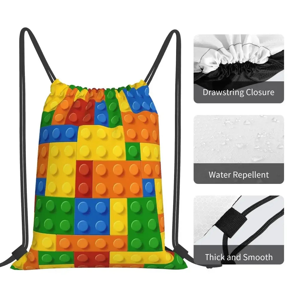 Building Blocks Construction Brick Backpacks Portable Drawstring Bags Drawstring Bundle Pocket Sundries Bag Book Bags For Travel
