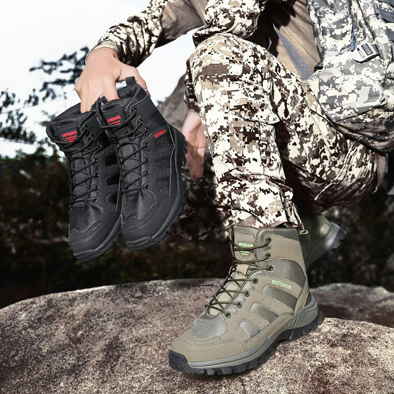 Men Outdoor Boots Winter Ankle Boots Warm Popular Footwear Male Suede Casual Snow Shoes Leather Walking Shoes Hunting Boot