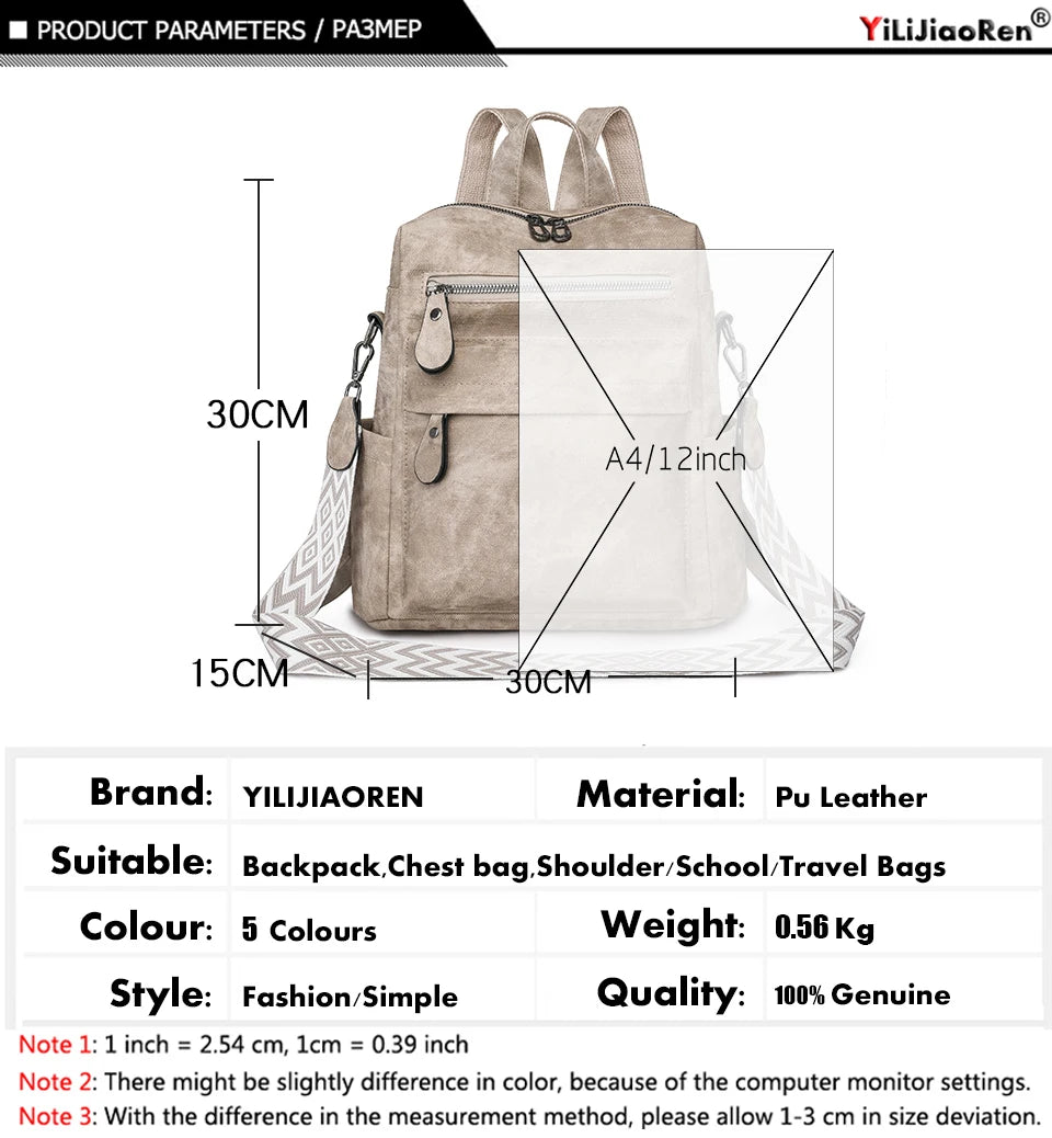 Fashion Backpacks Women Shoulder Bag Big Travel Bagpack Ladies Daypacks Large School Bags High Quality Leather Rucksacks Female
