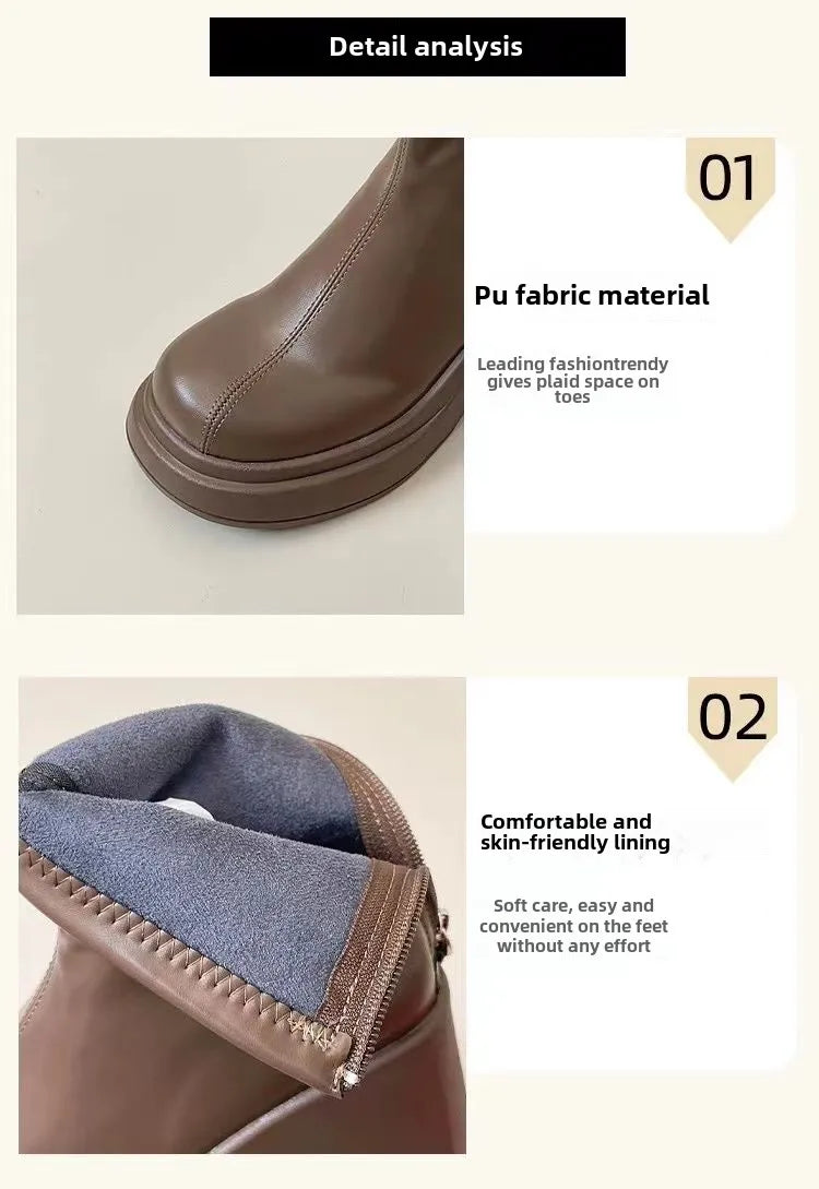 Booties Work Very High Heels Leather Female Short Shoes Combat Heeled Women's Ankle Boots Punk Style Boot Y2k Spring 2025 Autumn