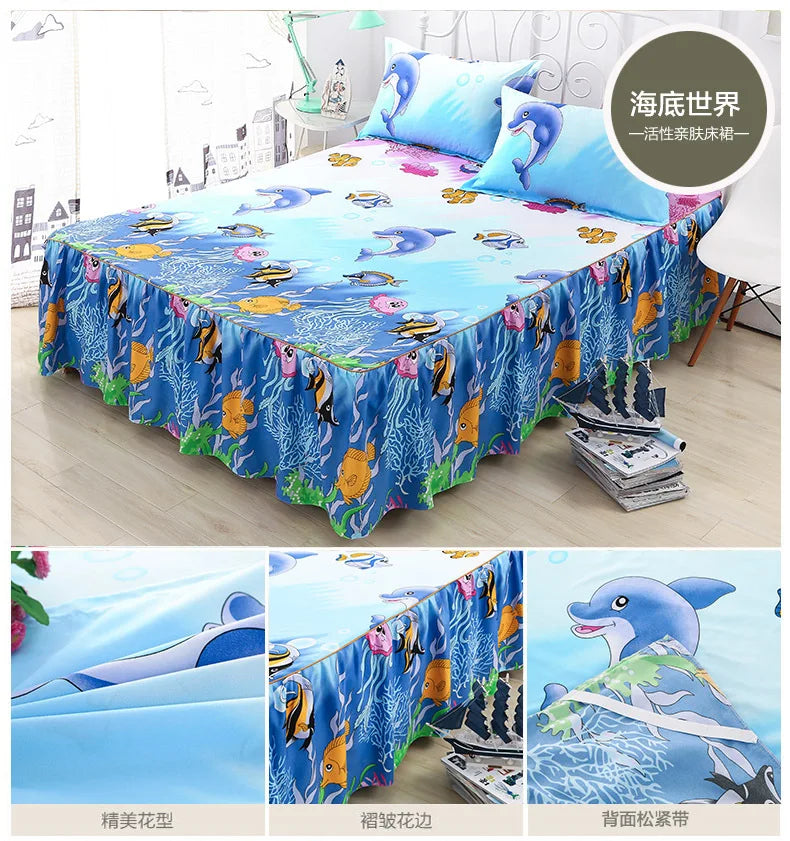 Bedding Set Home Textile Cotton Bedspread Elastic Fitted Mattress Cover Couple Quilt Single Bed Sheet with 2pcs Pillow Covers