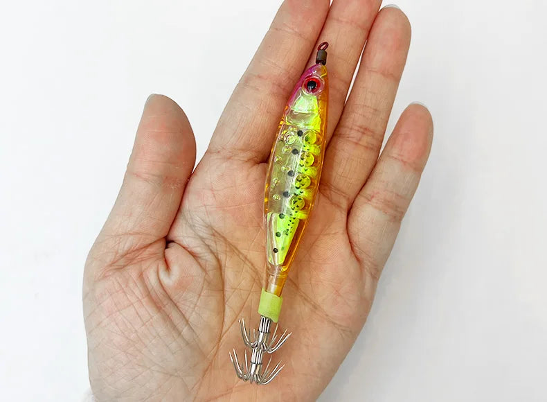 Glow-in-the-dark wood shrimp squid hook plastic hard bait blowpipe octopus hook lure fake bait squid bait