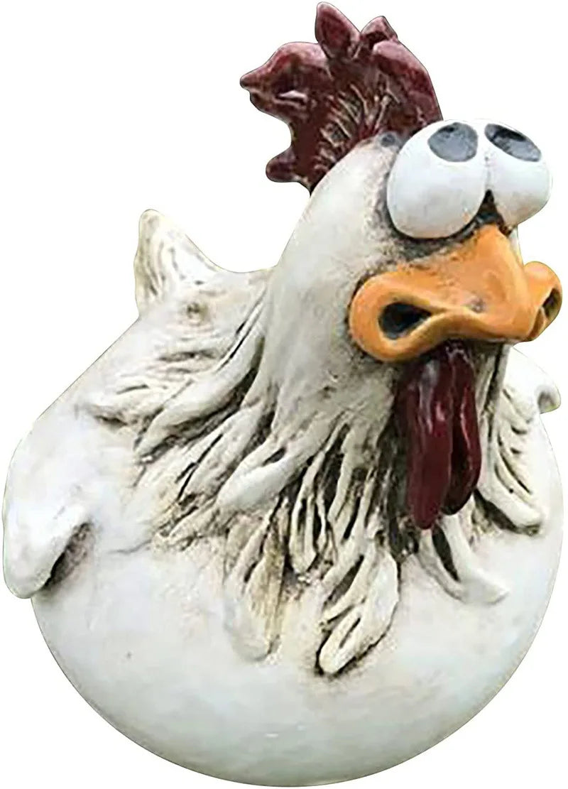 Funny Fence Chicken Spoof Rooster Garden Decoration Ornaments Resin Craft Garden  Garden